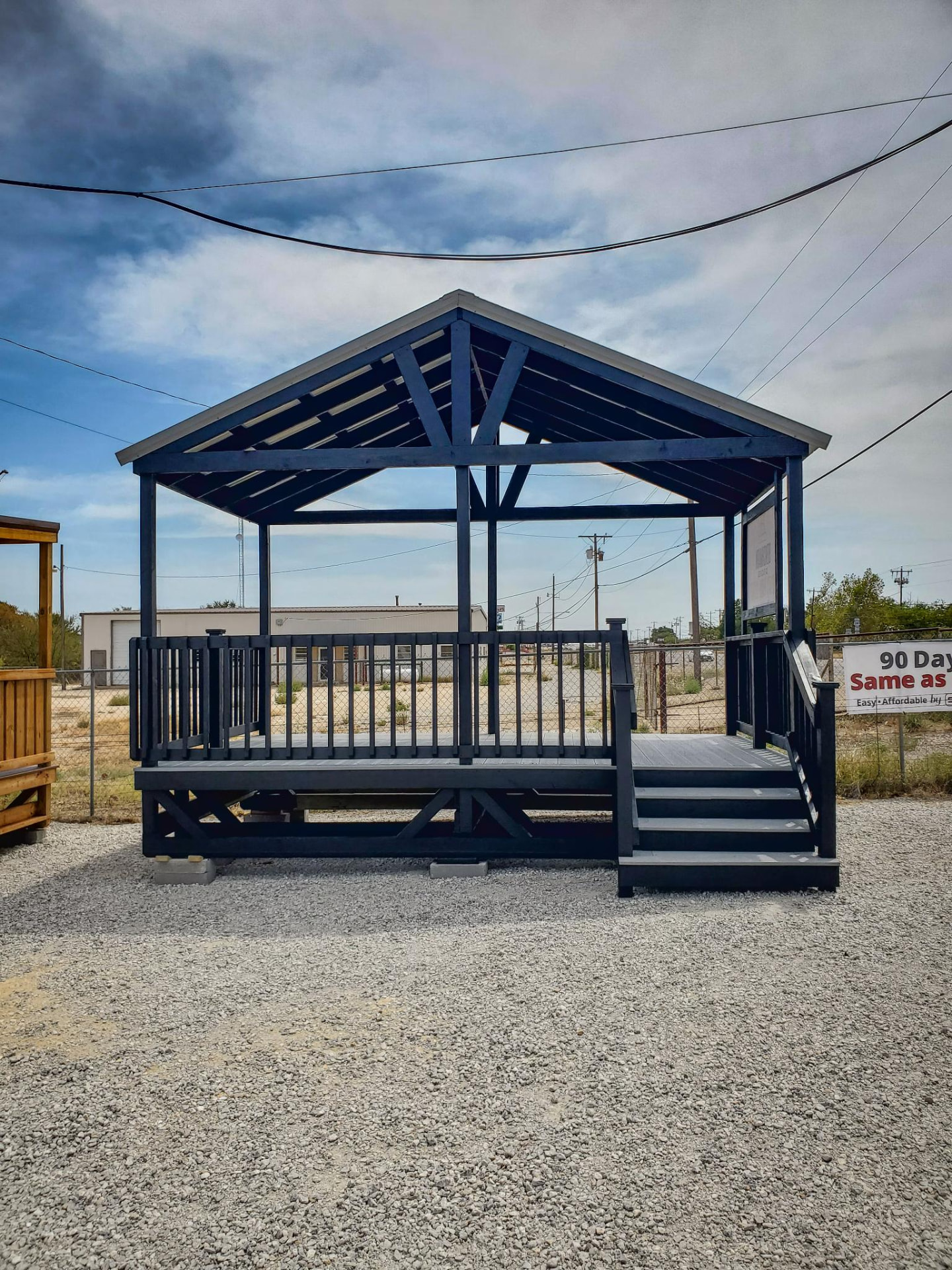 Black gable covered deck